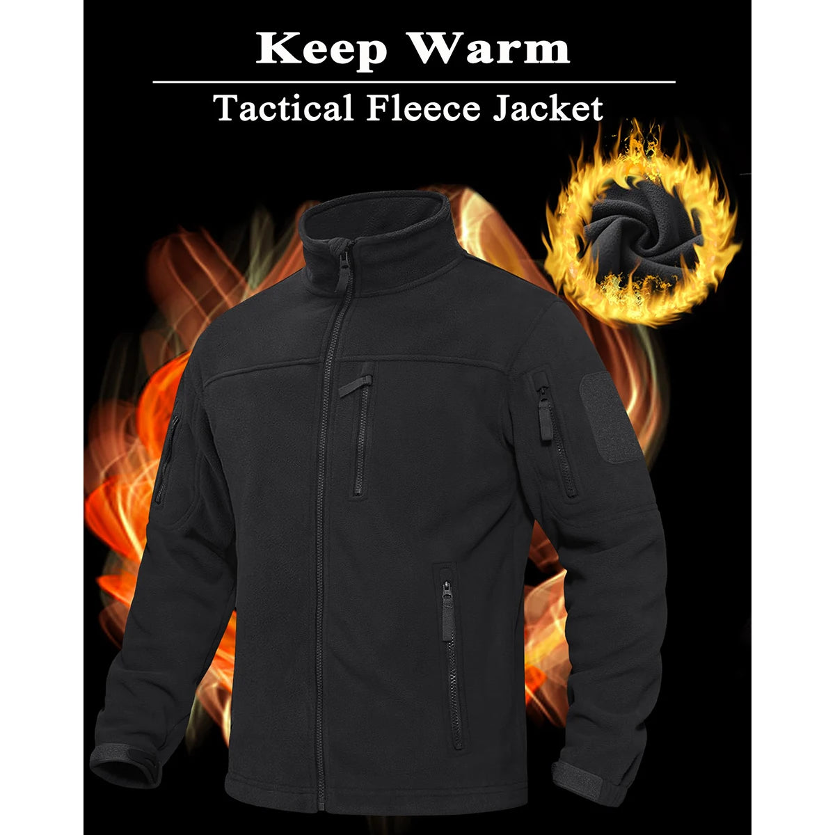 TACVASEN Men's Fleece Jacket Soft Warmth Windproof Full Zip Up Coat