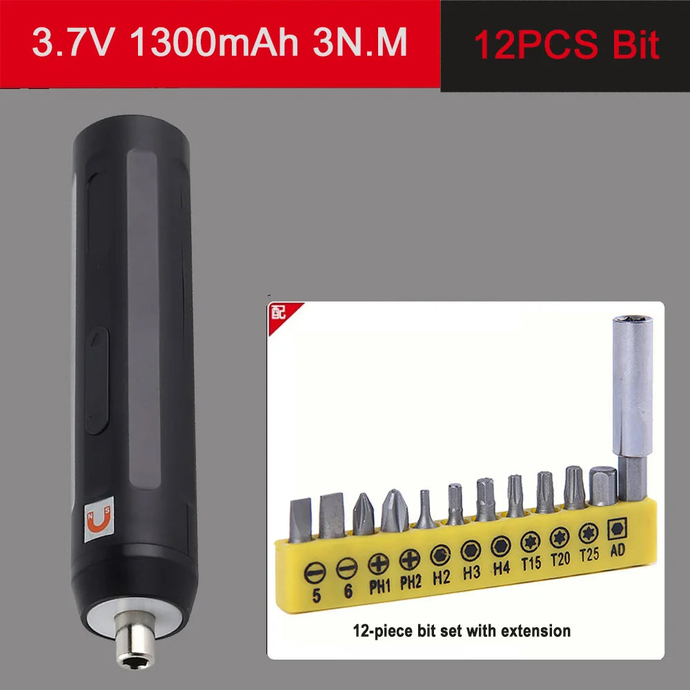3Nm 3.7V 250r/min Multifunctional Cordless Drill and Cordless Screwdriver 1300mAh Battery Electric Screwdrivers Power Tools Set