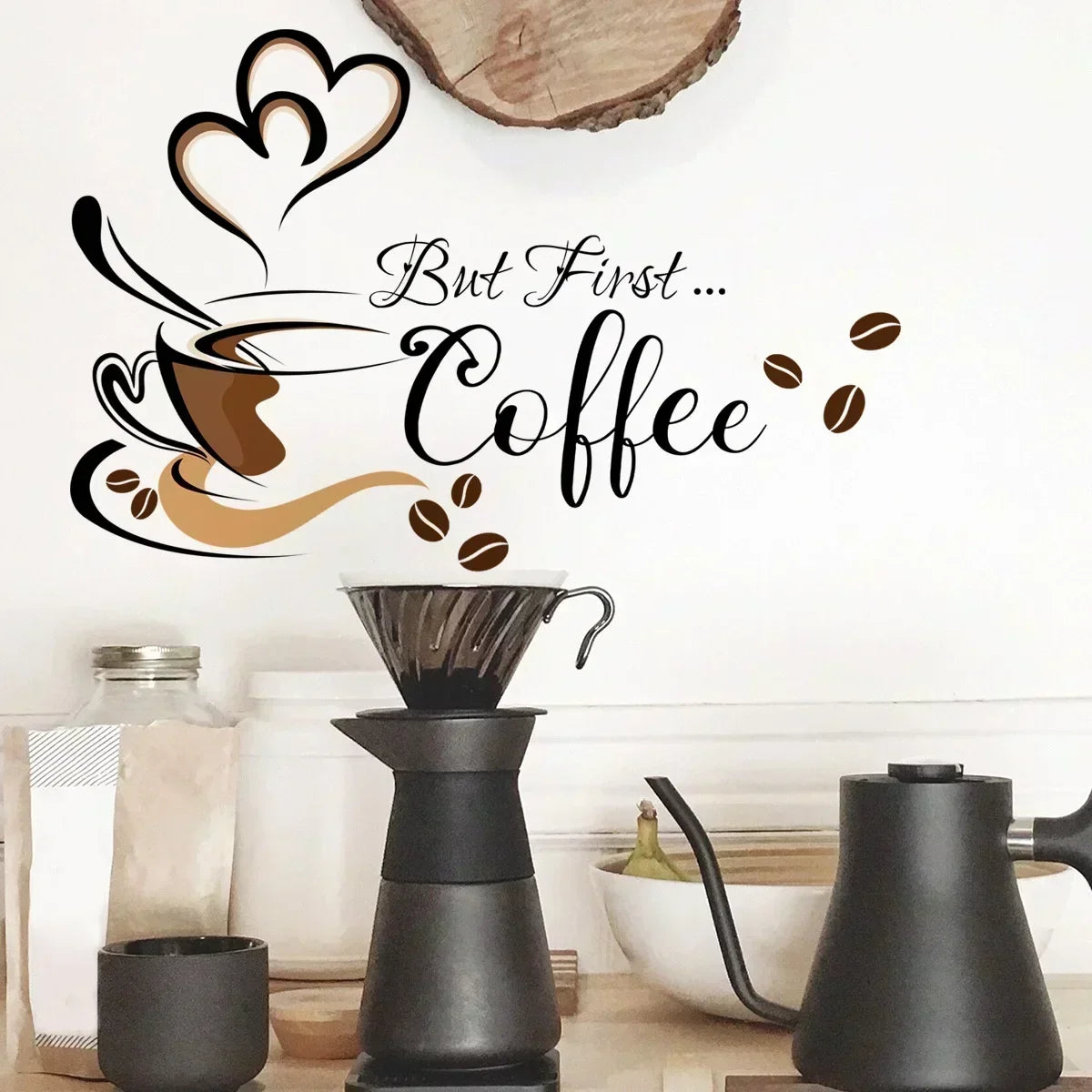 Coffee Cup Pattern Wall Stickers DIY Cafe Restaurant Living Room