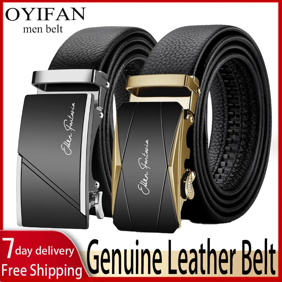 OYIFAN Men Belt Genuine Leather Belt for men Automatic belts
