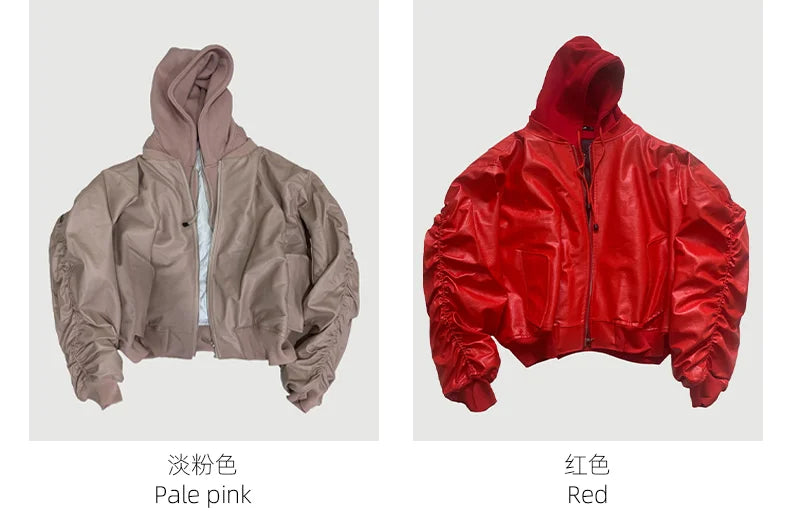 Mauroicardi Autumn Winter Oversized Cool Black Thickened Warm Pu Leather Bomber Jacket