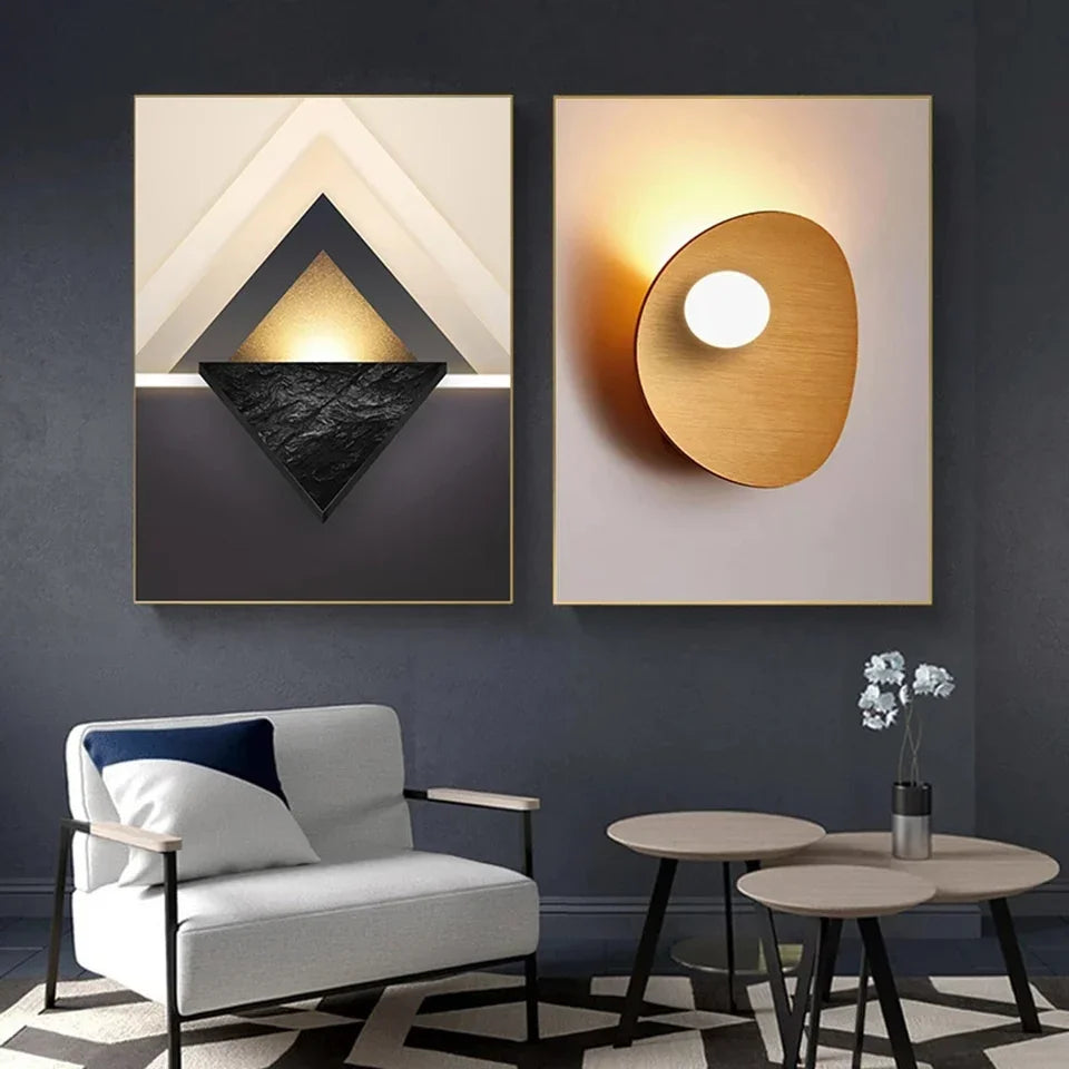 Black and White Abstract Geometric 3 Pieces/Set Luxury Wall Art Living Room Decor