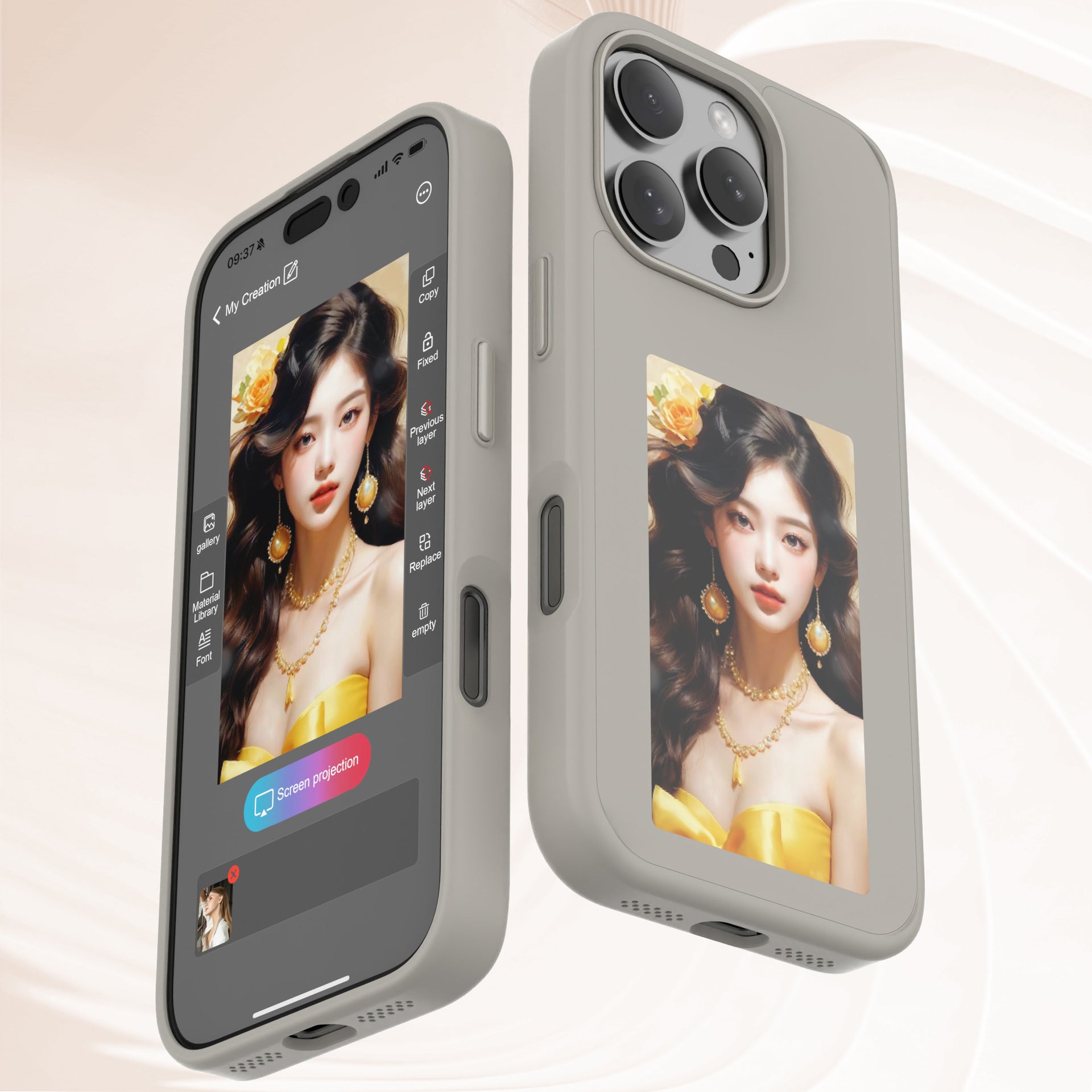 Smart E-ink Screen Phone Case NFC Color Projection Screen