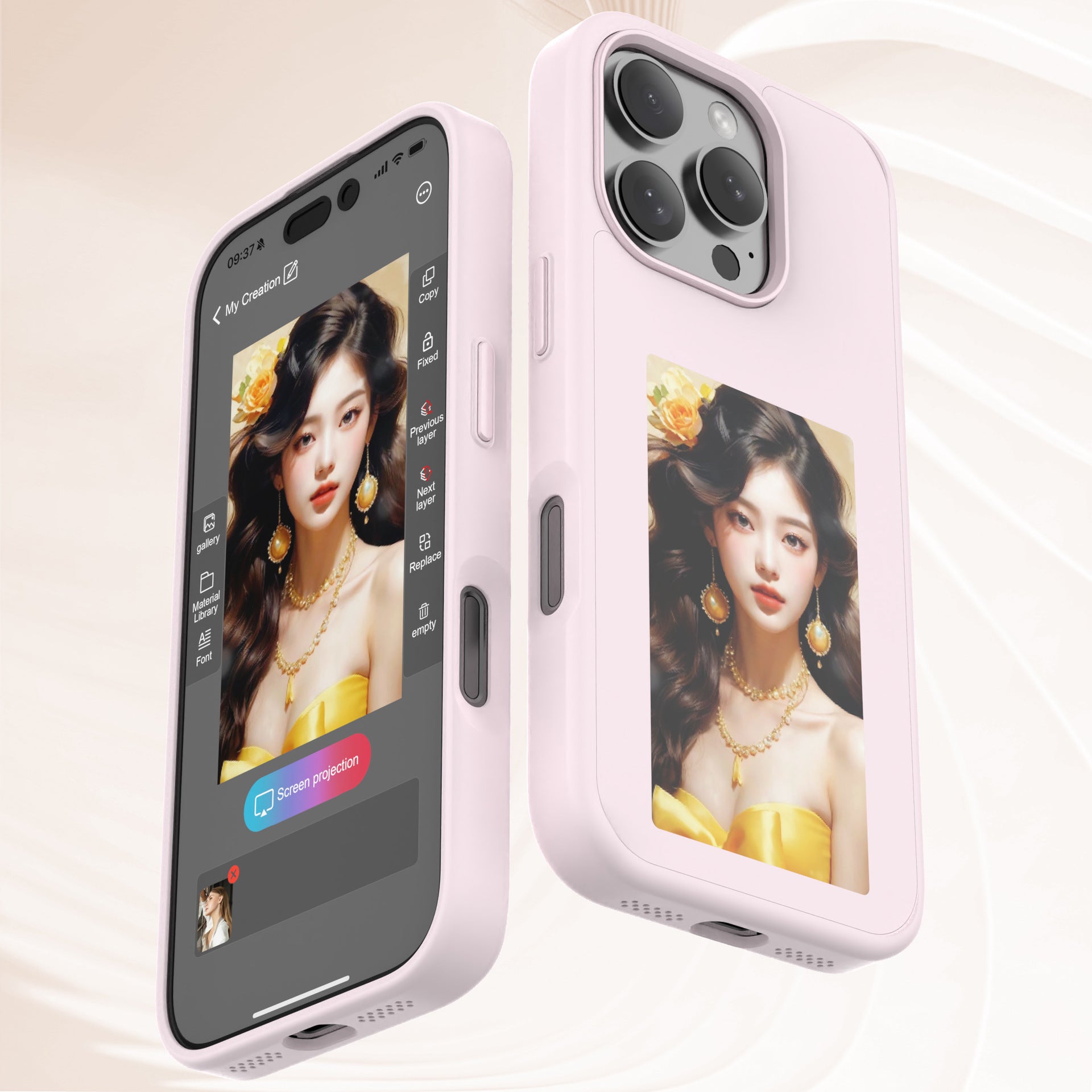 Smart E-ink Screen Phone Case NFC Color Projection Screen