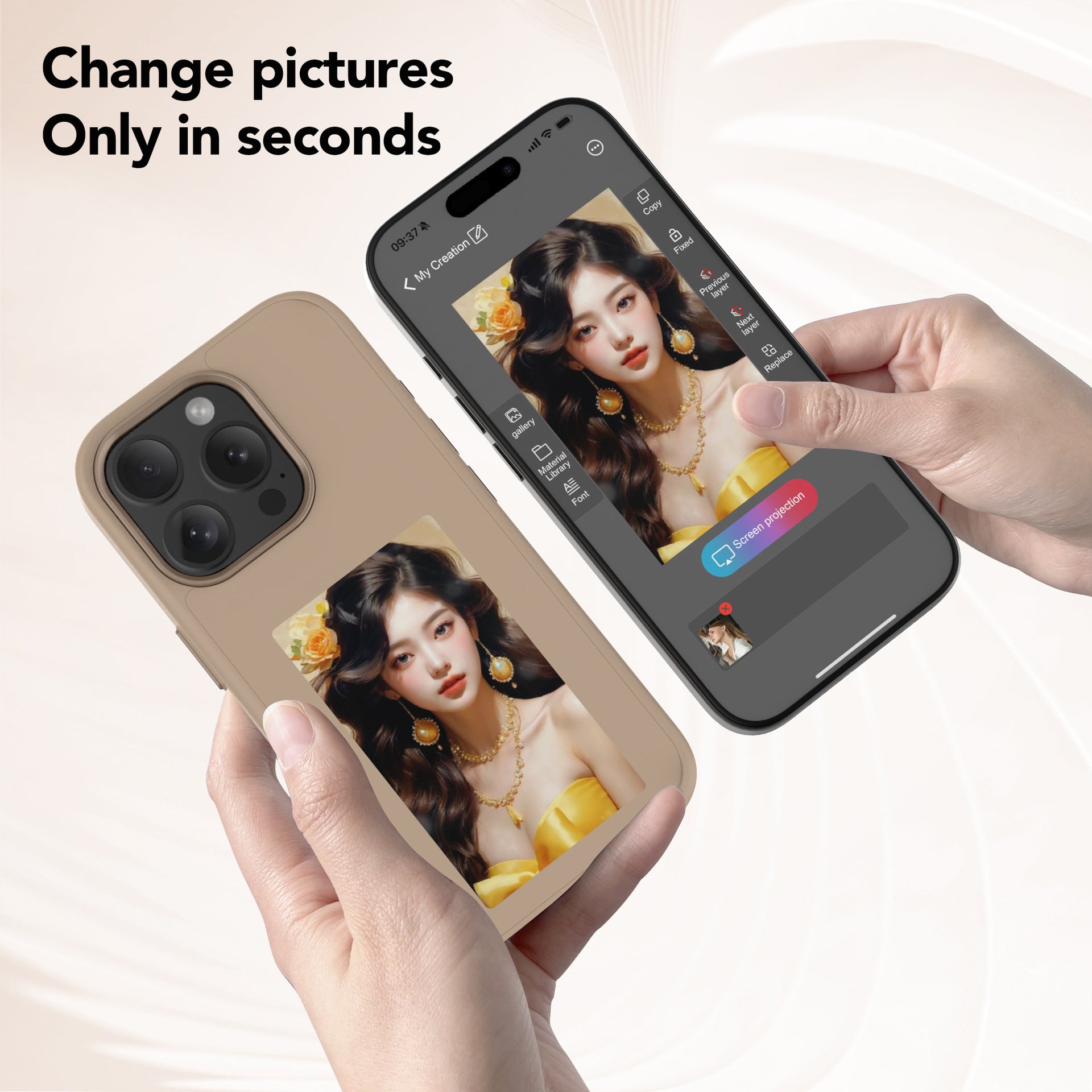 Smart E-ink Screen Phone Case NFC Color Projection Screen